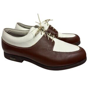 Footjoy Europa Golf Shoes Women's White Brown 98903 Lace Up Spikes Size 10